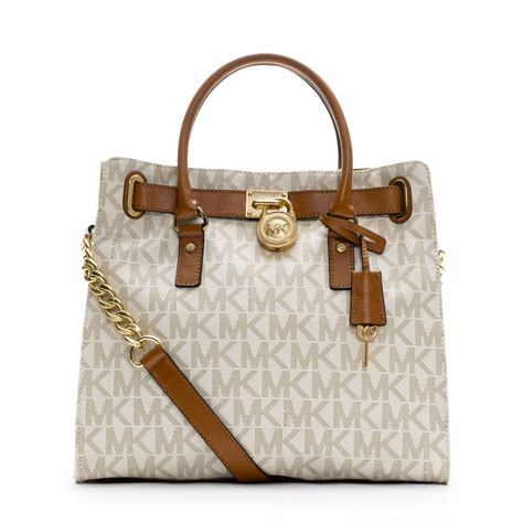 michael kors hamilton large logo tote bag white|Michael Kors saffiano leather tote.